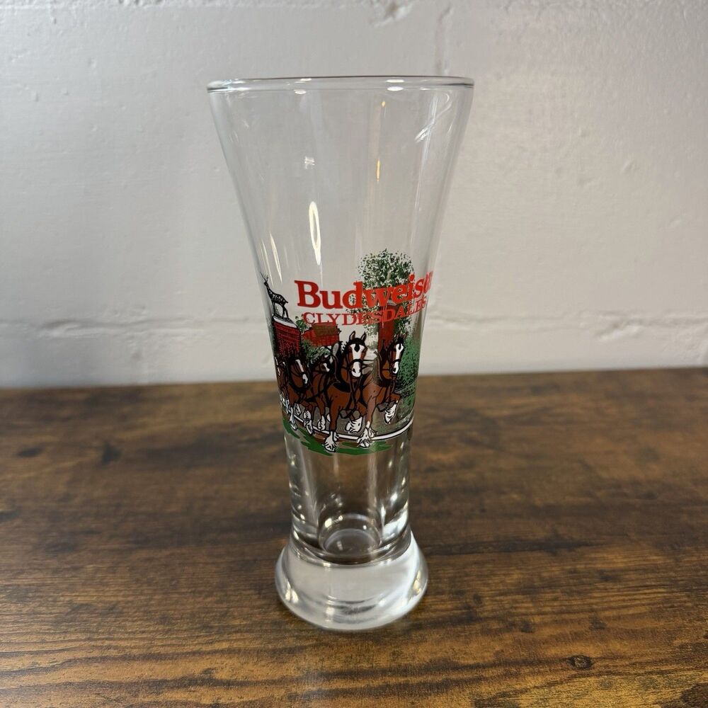 Vintage 1991 Budweiser Clydesdales Pilsner Beer Glass Anheuser Busch
